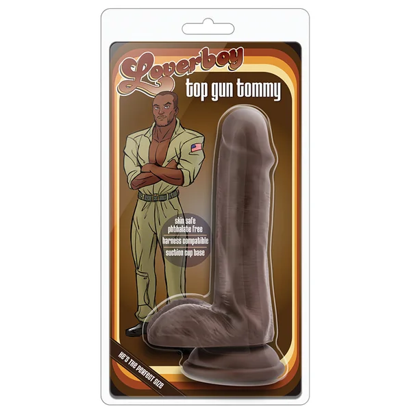 Loverboy Top Gun Tommy Realistic Chocolate 6.5-Inch Long Dildo With Balls & Suction Cup Base