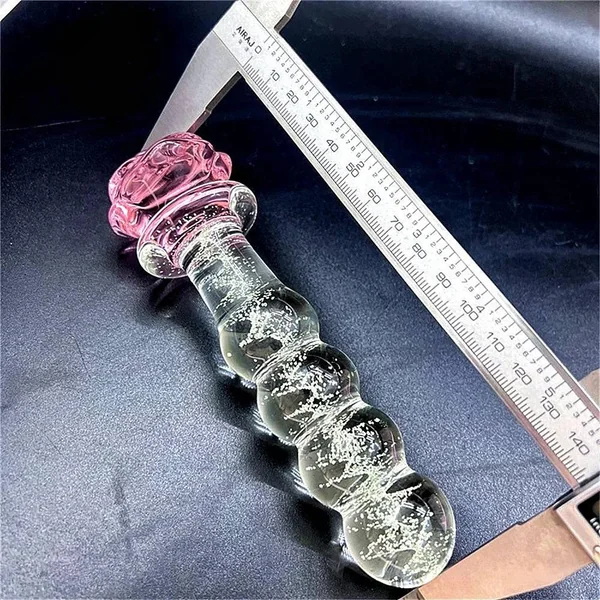 Luminous Pink Rose Glass Anal Plug – Elegant Anal Toy for Women & Men
