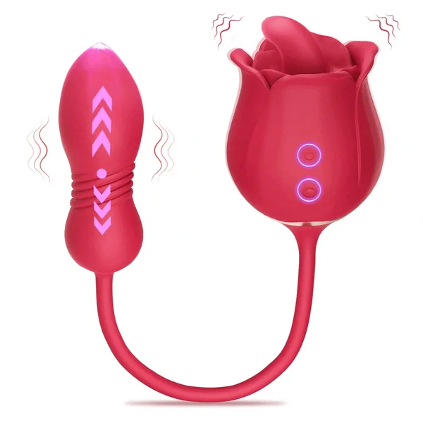 Lurevibe - Rose Toy Vibrator Female Telescopic Egg Jumping Tongue Licker Sex Toys
