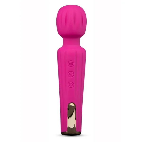 Lush Allana Velvet Rechargeable Silicone Wand Vibrator- Magenta/Rose Gold