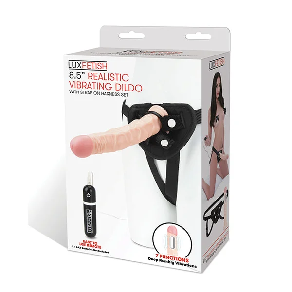 Lux Fetish 8.5" Realistic Vibrating Dildo W/strap On Harness Set