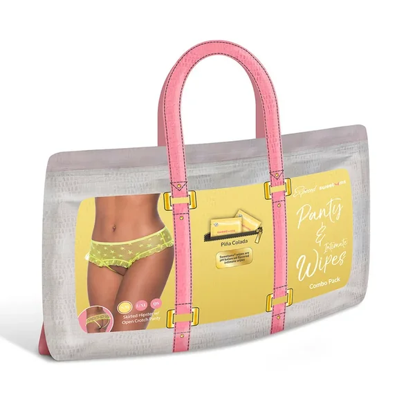 Magic Silk Sweetums Skirted Hipster with Open Crotch Panty Pina Colada Queen Size