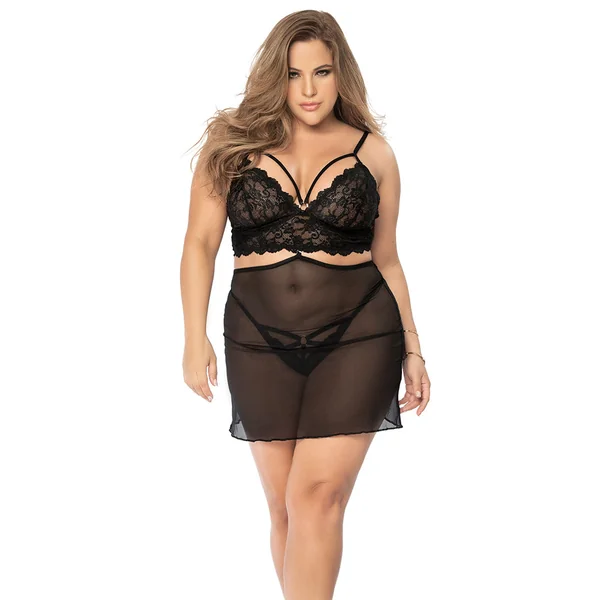 Mapale 2-in-1 Convertible Babydoll Lingerie Set - Curvy