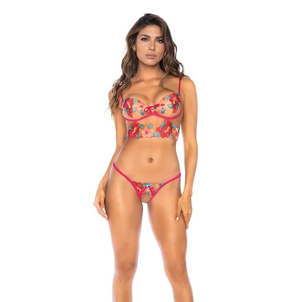 Mapale Seductive Garden Floral Mesh Bralette With G-String