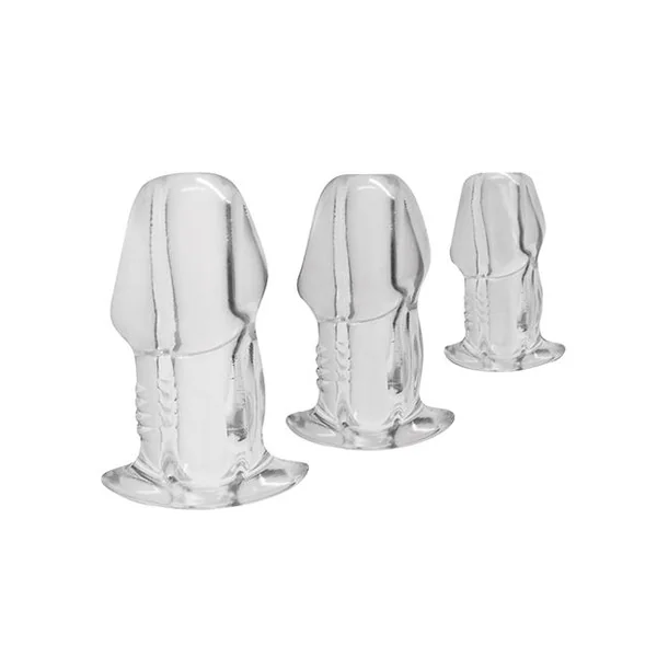 Master Series Dicked Clear Hollow Anal Plug 3 Piece Set