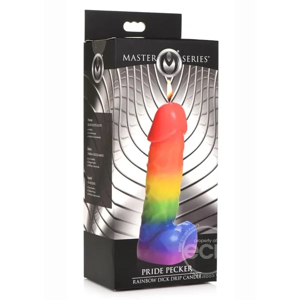 Master Series Pride Pecker Rainbow Drip Candle