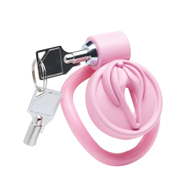 Master Series Pussification Vulva Locking Chastity Cage - Pink