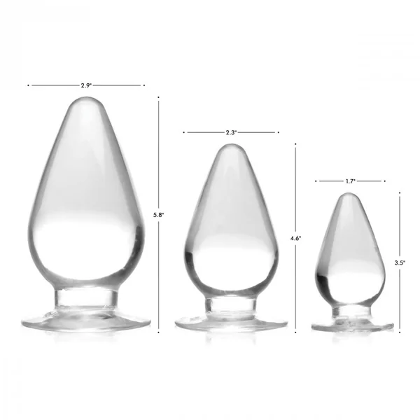 MASTER SERIES TRIPLE CONES 3PC ANAL PLUG SET CLEAR
