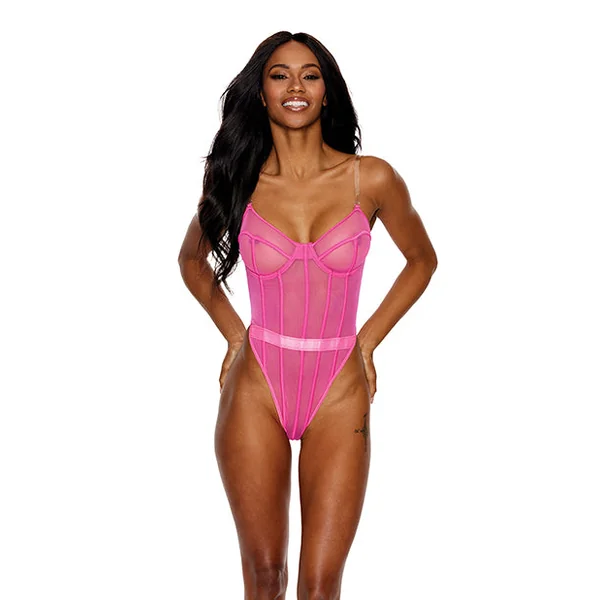 Mesh Underwire Teddy Hot Pink