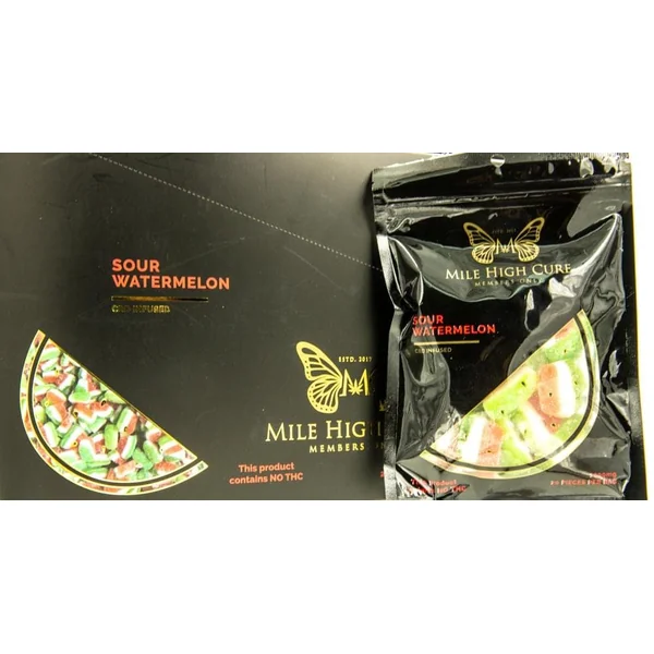 Mile High Cure Hemp Sour Watermelon Gummies 1000mg 20ct Display
