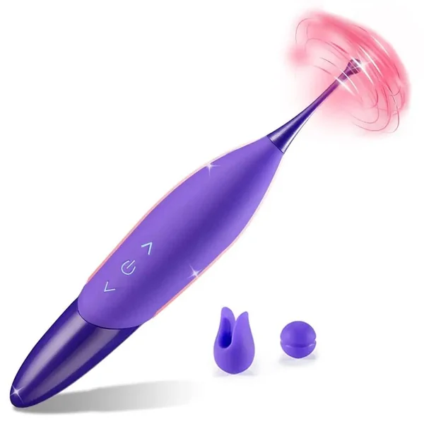 Mini Clitoris G-Spot Vibrator for Women: 3 Silicone Heads, 10 Vibration Modes, Clitoral & Penis Stimulator