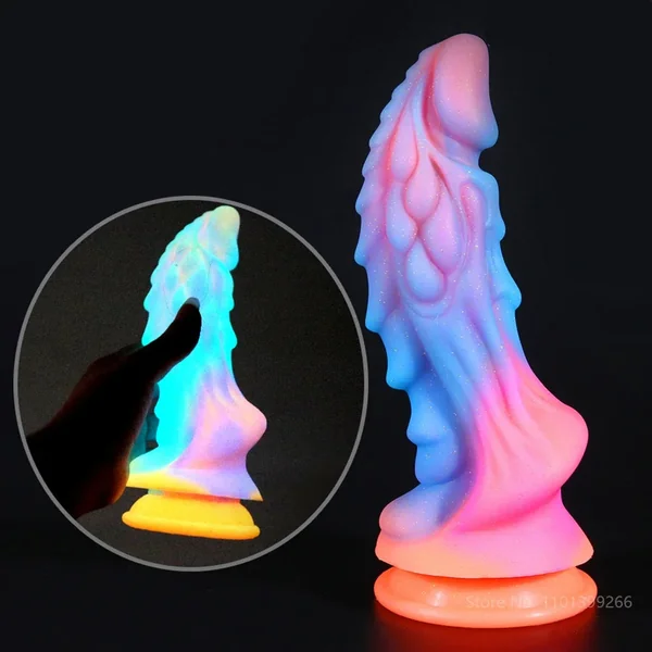 Monster Dragon Dildo - Luminous Butt Plug Colorful Glowing Anal Dildo Sex Toy