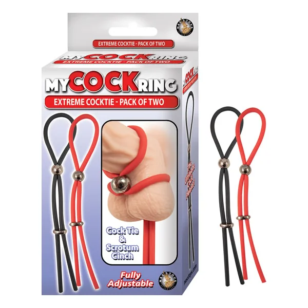 MY COCKRING EXTREME COCKTIE 2 PACK- BLACK & RED