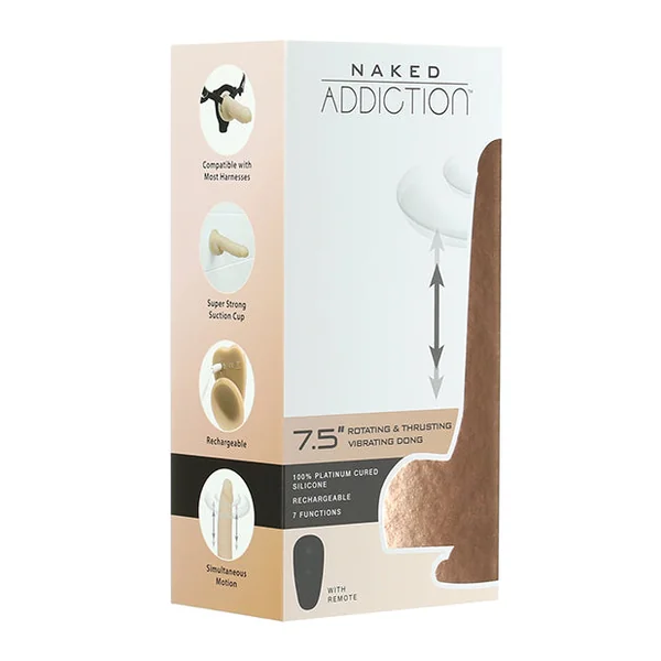 Naked Addiction The Freak 7.5" Rotating & Thrusting Vibrating Dong - Ivory