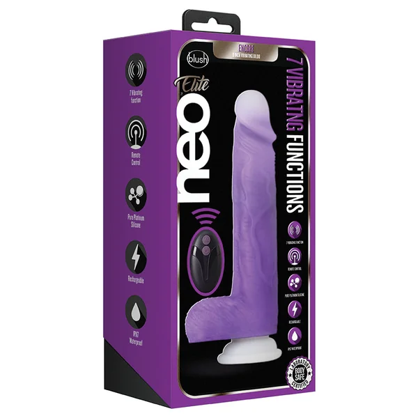 Neo Elite Encore Purple: 8.5-Inch Long Vibrating Dildo - Made with Purio Silicone & SensaFeel Dual Density Realistic Technology