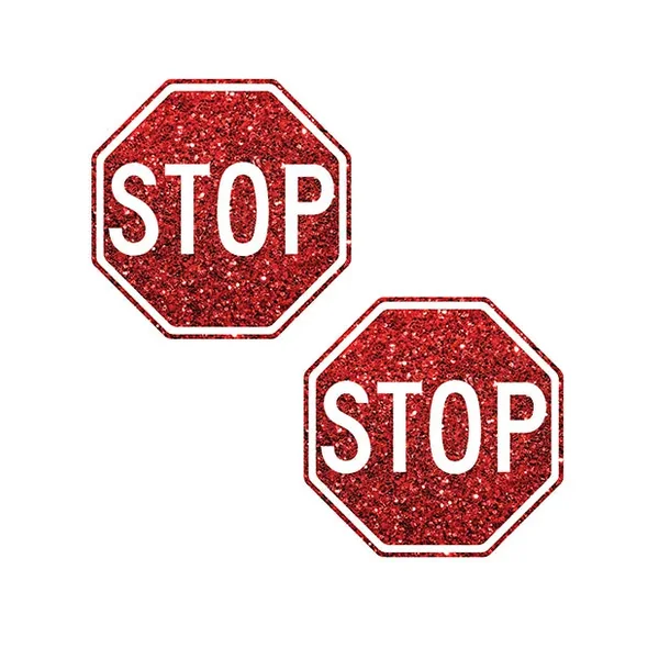 Neva Nude Stop Sign Glitter Pasties – Red O/S