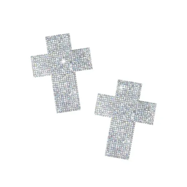 Neva Nude-Razzle Dazzle Crystal Jewel Sparkle Crucifix Pasties*