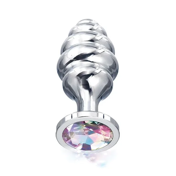 Nixie Honey Dipper Ribbed Metal Rainbow Jeweled Butt Plug