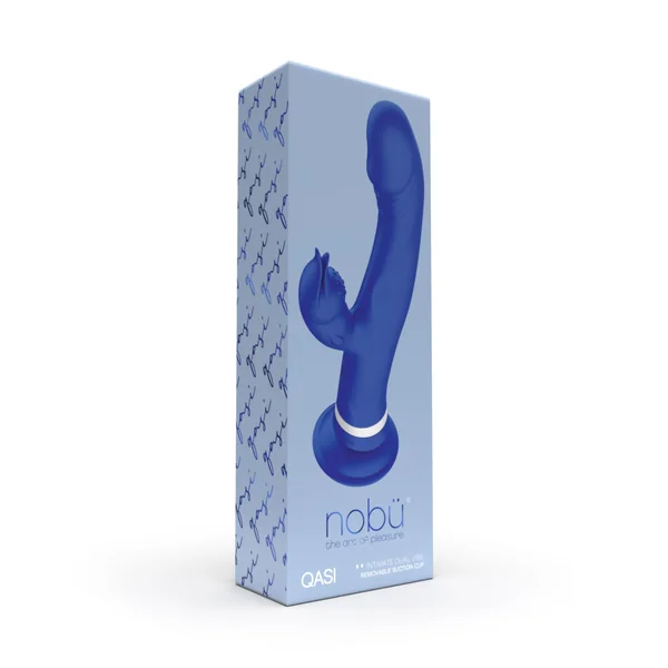 Nobü Essentials – Qasi Silicone Dual Vibe with Removable Suction Cup – Colbalt Blue