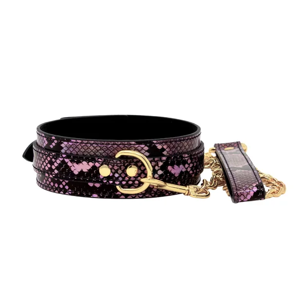 Nobü Fetish – CL9 Collar & Leash – Black & Pink Snakeskin