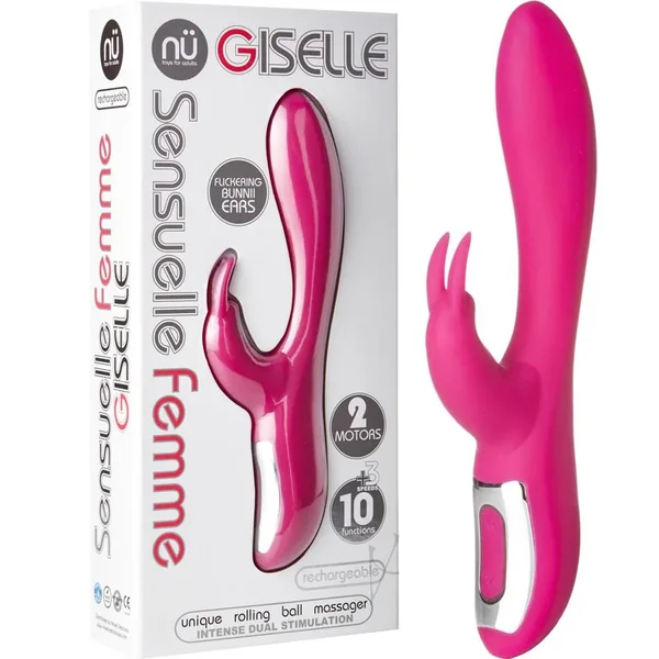 Nu Sensuelle Femme Giselle 10X Rechargeable Rabbit Vibrator Waterproof Magenta