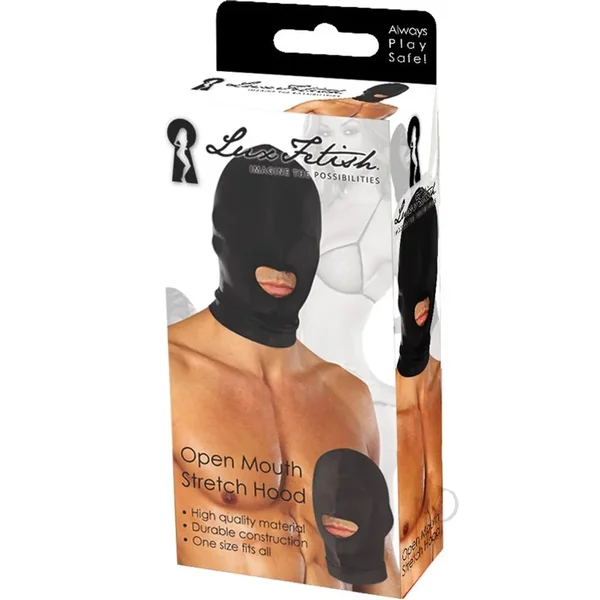 Open Mouth Stretch Hood Black One Size Fits All Lux Fetish