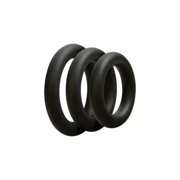 OptiMALE 3 Cock Ring Set, Thick, Black