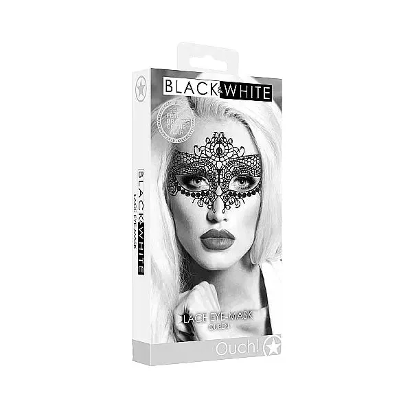 Ouch Black & White Lace Eye Mask Queen by Shots