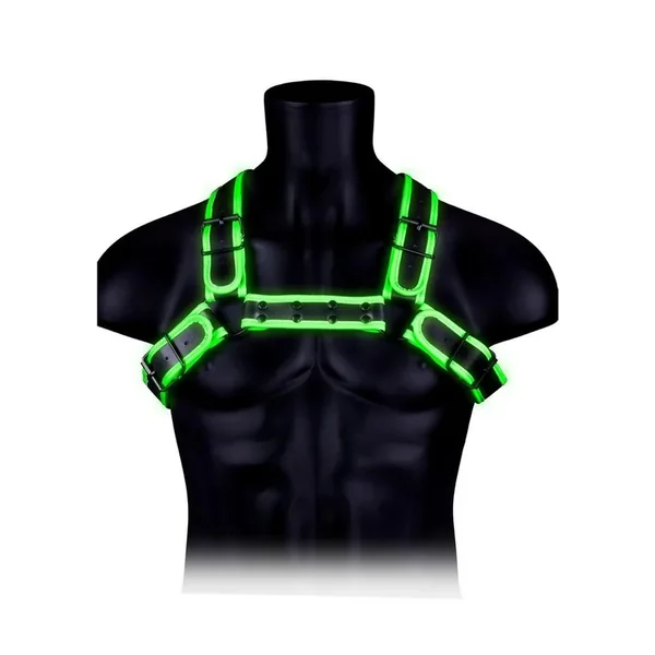 Ouch! Buckle Bulldog Harness Glow in the Dark – Small/Medium – Green