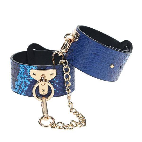 Ouch! Florence Holographic Snake Print Faux Leather Ankle Cuffs