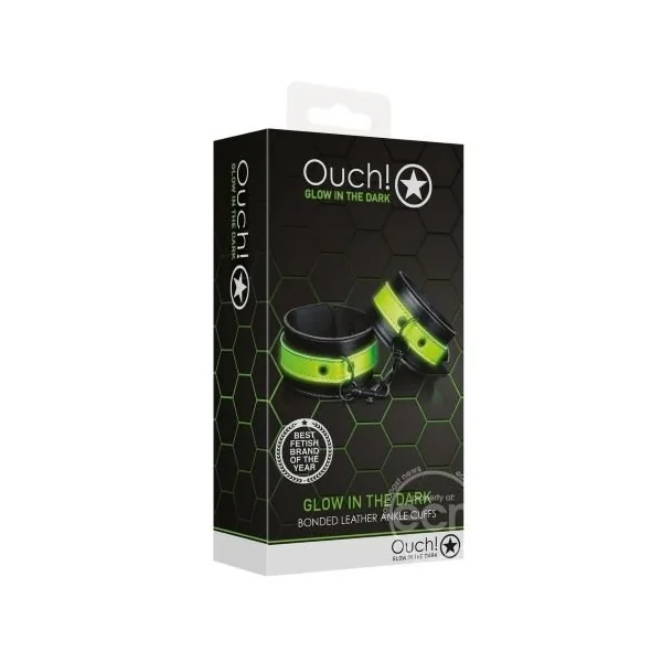 Ouch! Glow In The Dark Bonded Leather Handcuffs