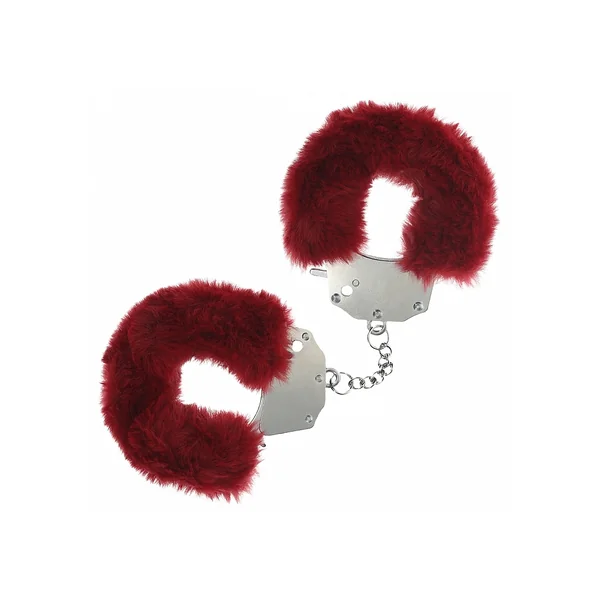 OUCH! HEAVY DUTY FLUFFY HANDCUFFS – BURGUNDY