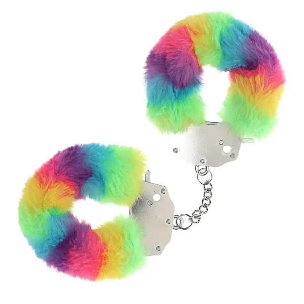 OUCH! Heavy-Duty Fluffy Cuffs – Multicolour 1 – Multicoloured Fluffy Restraints
