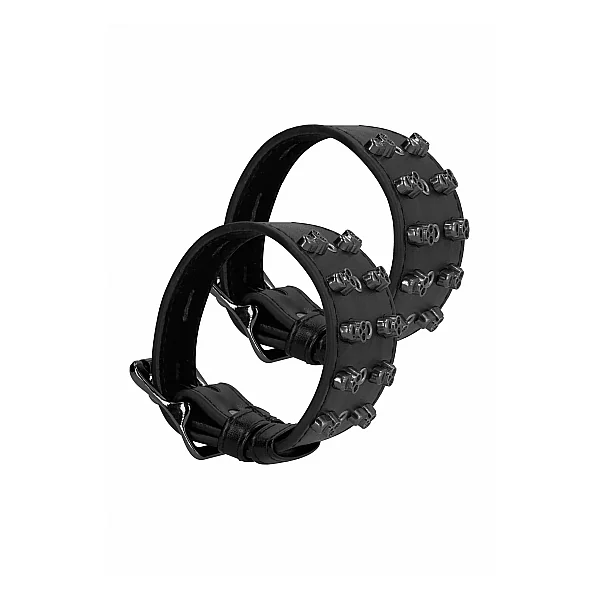 OUCH! SKULLS & BONES HANDCUFFS W/ SKULLS BLACK