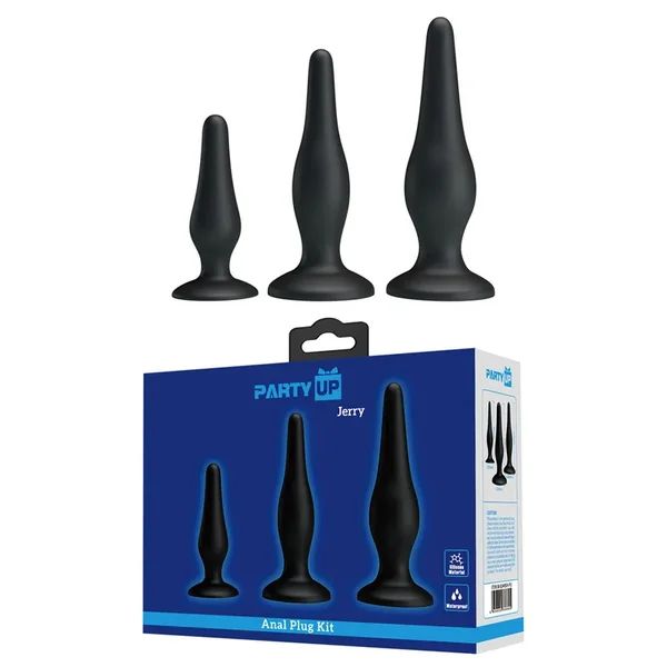 Party Up JERRY Butt Plug Set – Black Butt Plugs – Set of 3 Sizes
