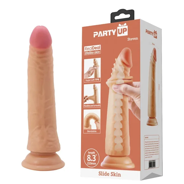 Party Up STEVEN Slide Skin Dong – Flesh 21 cm Flexible Dildo