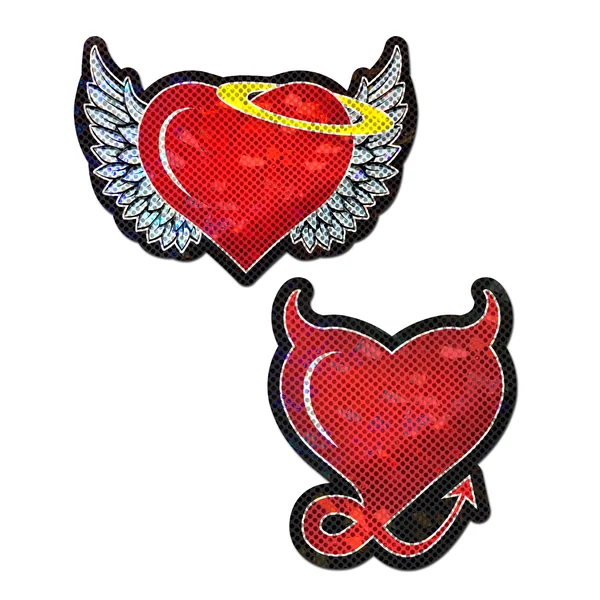 PASTEASE DEVIL HEART RED GLITTER HEARTS W/ WINGS