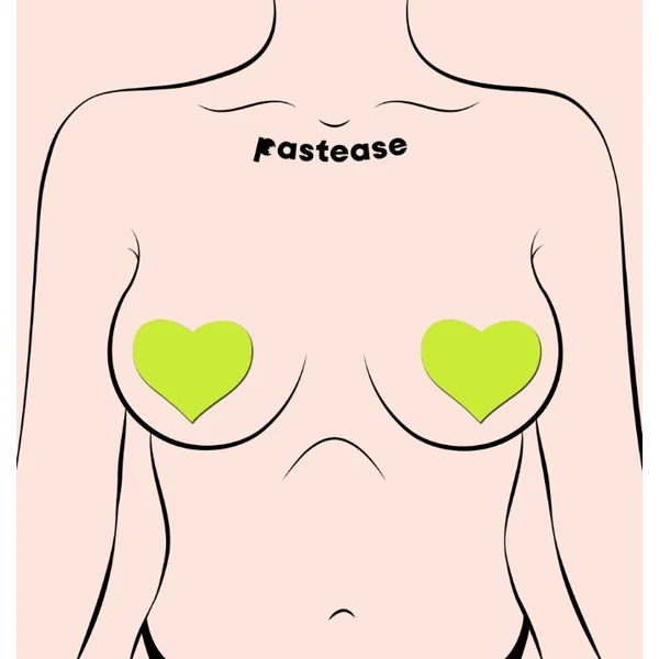 PASTEASE HEARTS GLOW IN THE DARK NEON YELLOW
