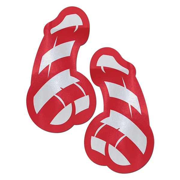 PASTEASE RED & WHITE STRIPED CANDY CANE PENIS PASTIES