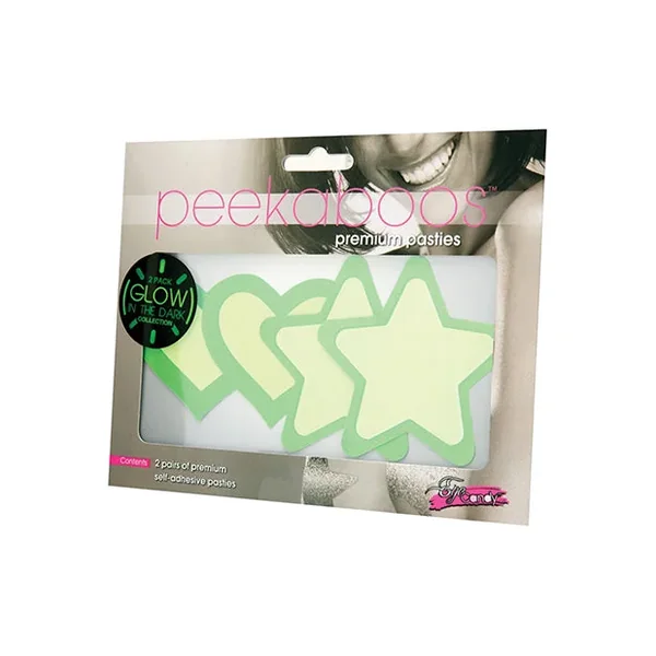 Peekaboos Glow in the Dark Hearts & Stars – Green 2 Pairs
