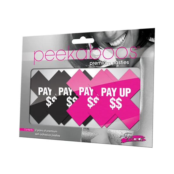 Peekaboos Pay Up Pasties - 2 Pairs 1 Black-1 Pink