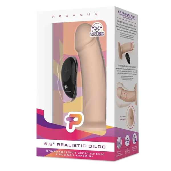 Pegasus Realistic Vibrating Strap On Dildo SET 6.5 Vanilla