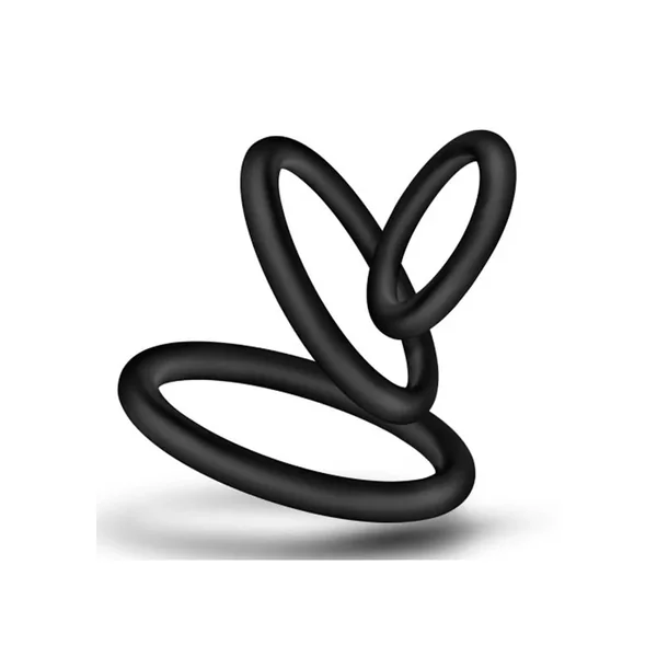 Performance VS4 Pure Premium Silicone Waterproof Cockring 3 Piece Set Black