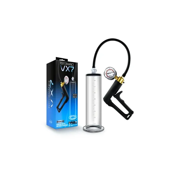 Performance – VX7 Vacuum Penis Pump With Brass Trigger & Pressure Gauge – Clear