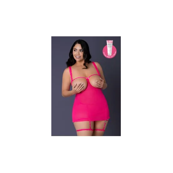 PINK KINK BABYDOLL & PANTY PINK GLOW 2XL