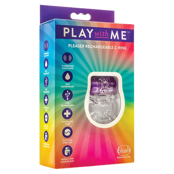 Play With Me Pleaser Purple Rechargeable Vibrating Penis Ring
