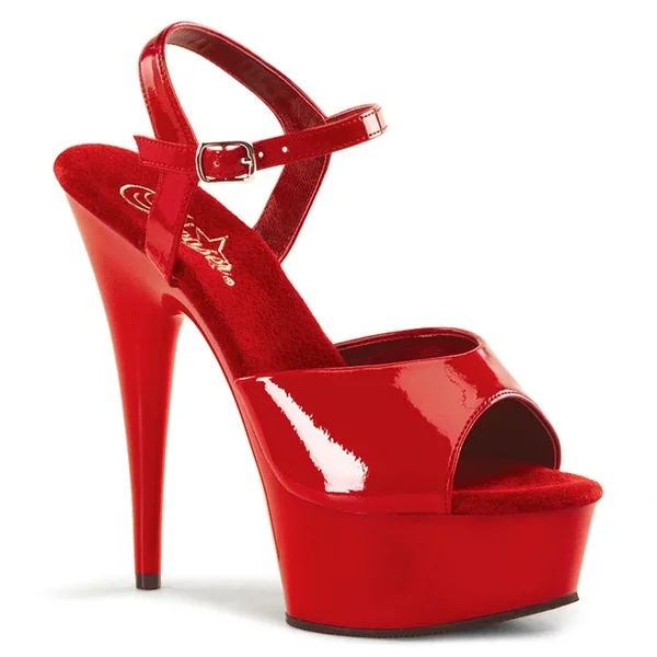 Pleaser – Delight 609 Red Patent Platform Stilettos with 6 inch Heel | UK 2-11