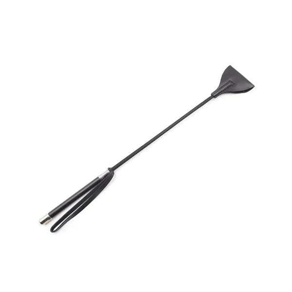 Plesur 21″ Wide Tip Leather Crop – Black
