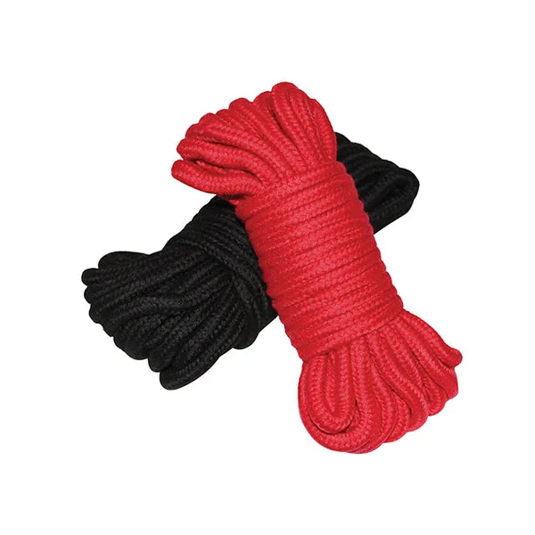 Plesur Cotton Shibari Bondage Rope 2 Pack - Black-red
