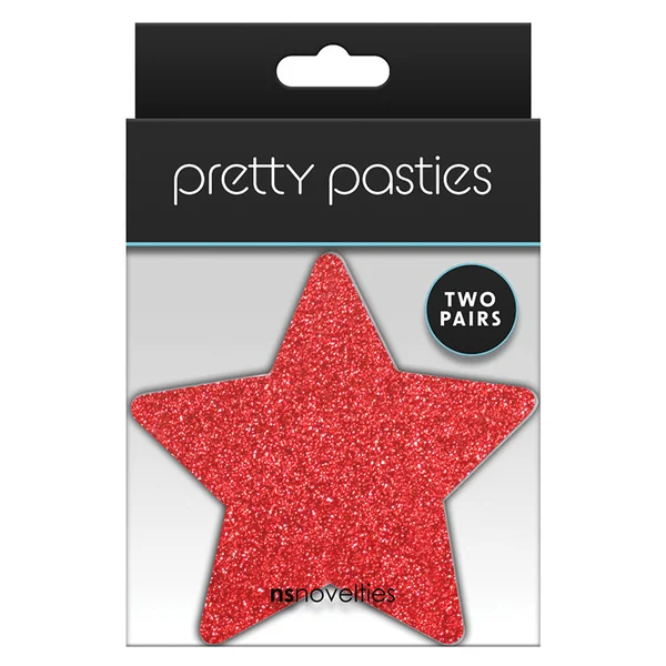 Pretty Pasties Glitter Stars - Red/Silver (2 Pack)